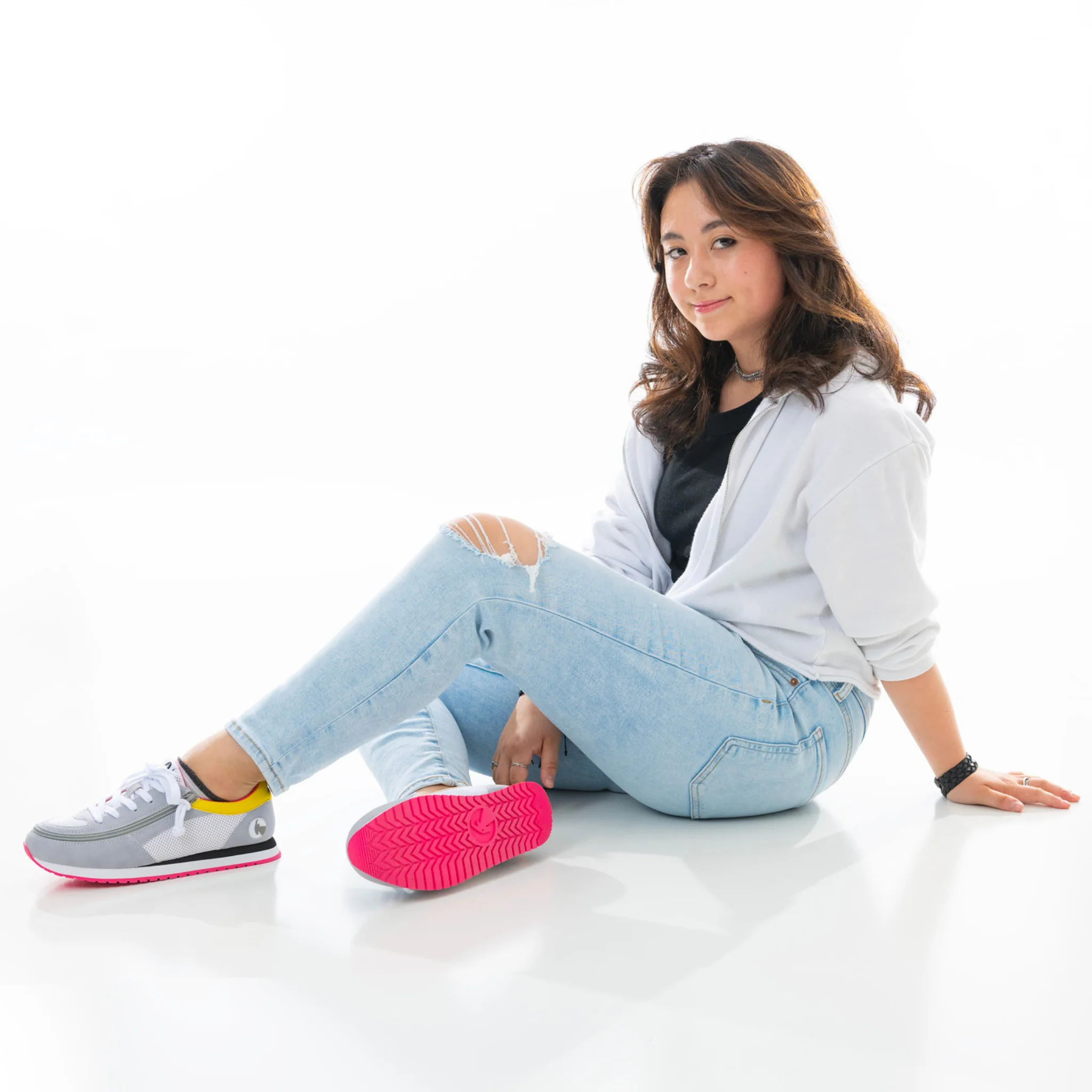 Billy Footwear (Kids) - Grey/ Pink Faux Suede Trainers - CLEARANCE - Image 7
