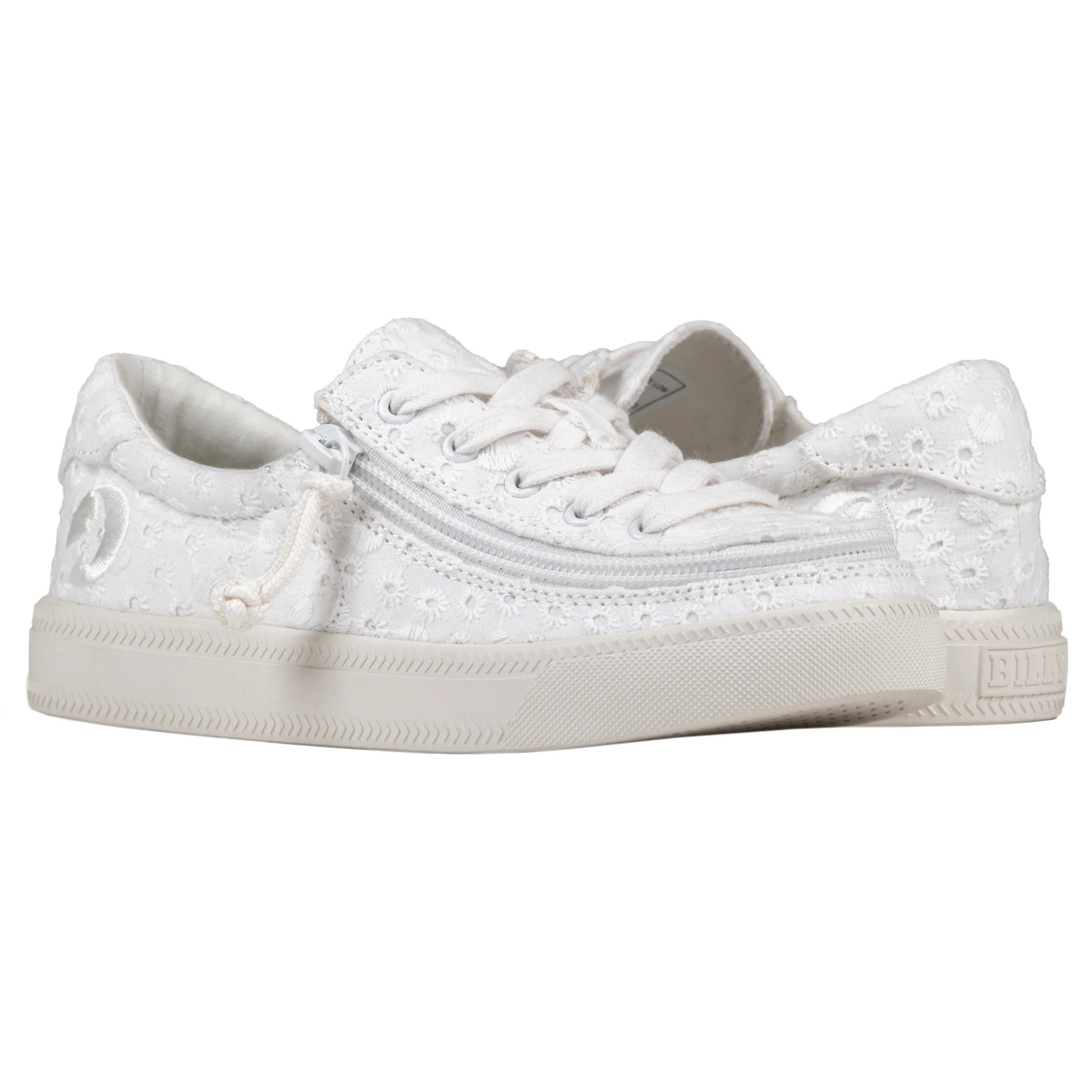 Billy Footwear (Kids) - Low Top White Eyelet Canvas Shoes - CLEARANCE