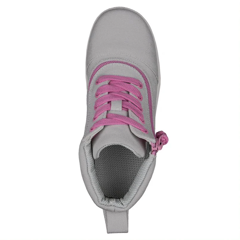 Billy Footwear (Kids) DR Fit Short Wrap - High Top Grey Pink Canvas Shoes - CLEARANCE - Image 3