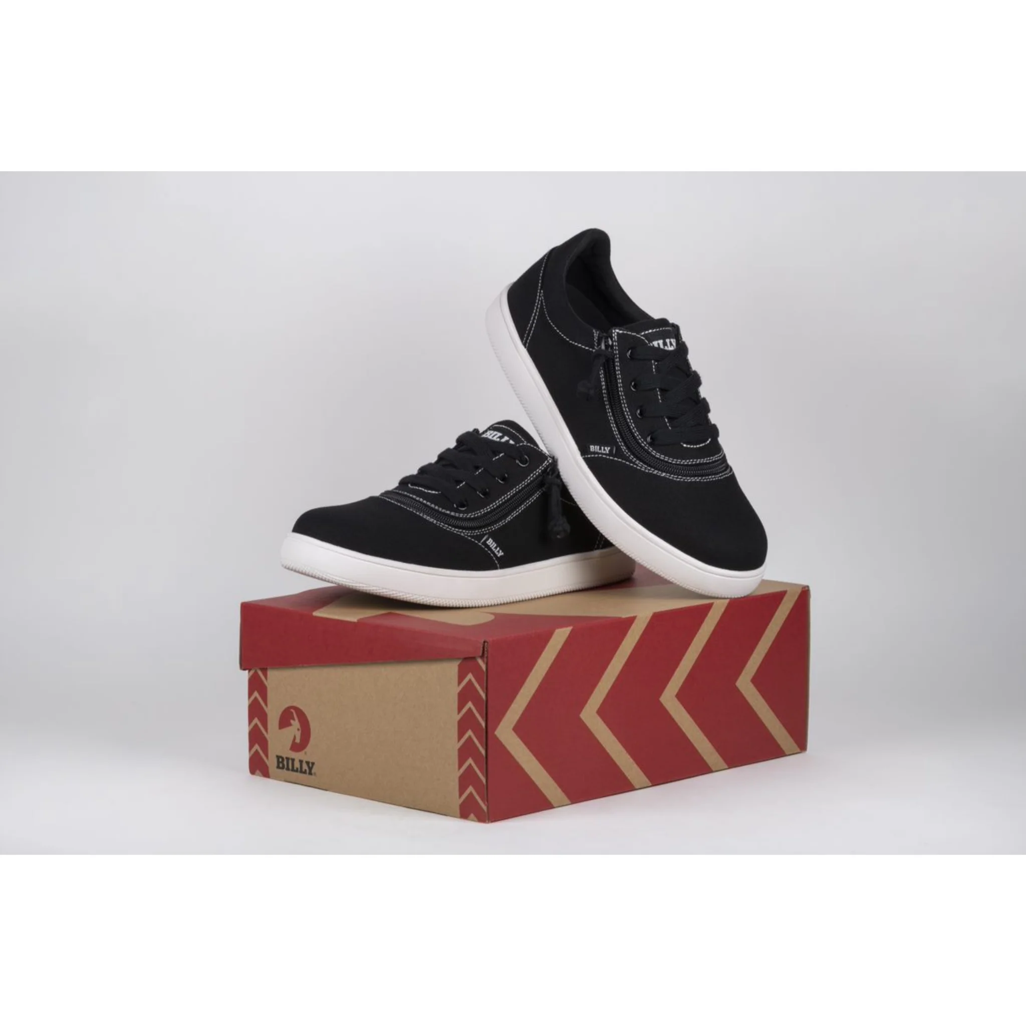 Billy Footwear (Mens) Short Wrap - Low Top Canvas Black/White Stitch Shoes - CLEARANCE - Image 3