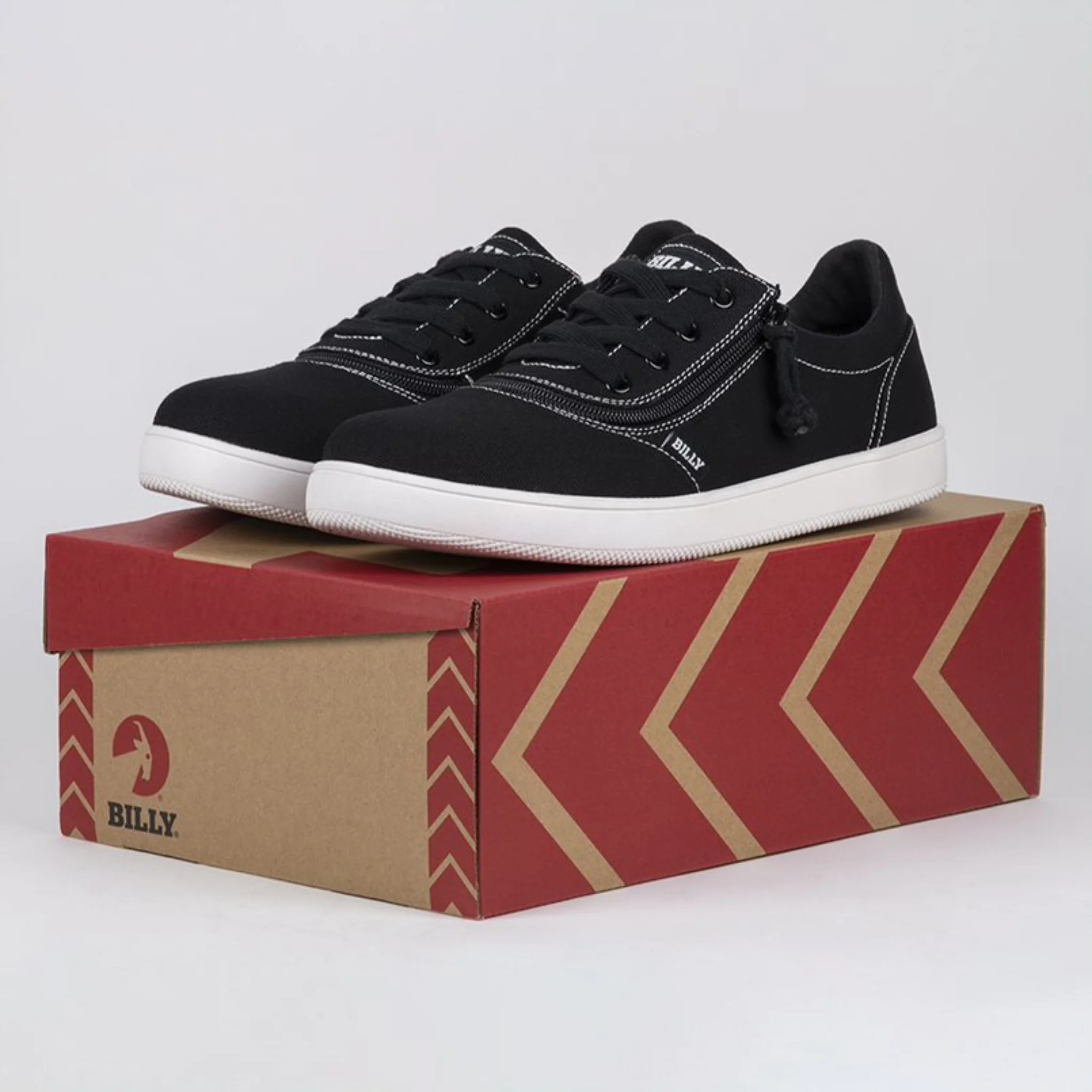 Billy Footwear (Mens) Short Wrap - Low Top Canvas Black/White Stitch Shoes - CLEARANCE - Image 4