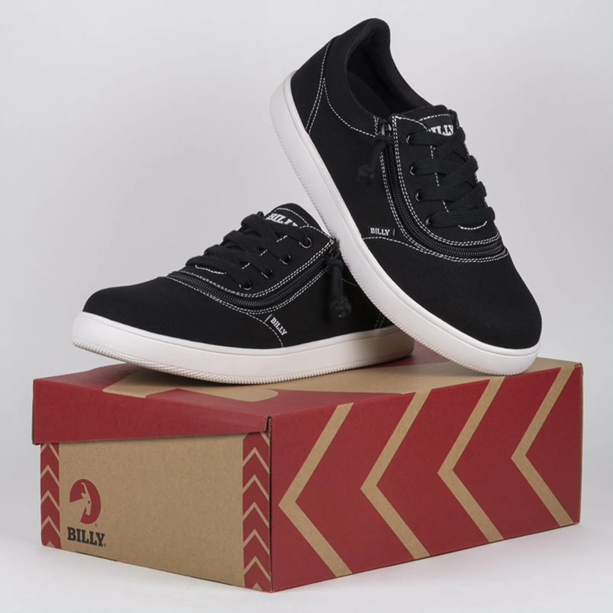 Billy Footwear (Mens) Short Wrap - Low Top Canvas Black/White Stitch Shoes - CLEARANCE - Image 5