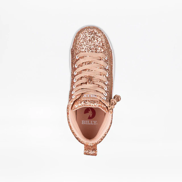 Billy Footwear (Toddlers)  -  High Top Rose Gold Glitz CS Canvas Shoes - Image 3