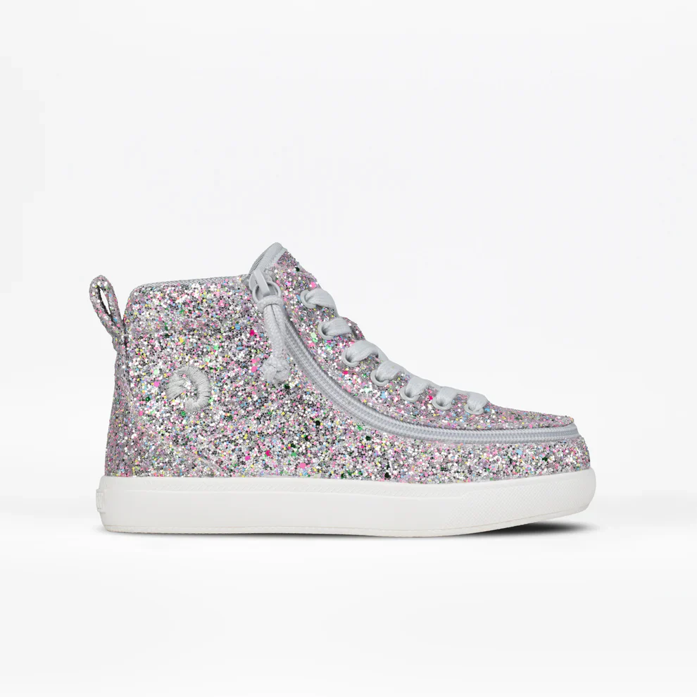 Billy Footwear (Toddlers) D|R II Fit - High Top Silver Multi Glitter Canvas Shoes - Image 3