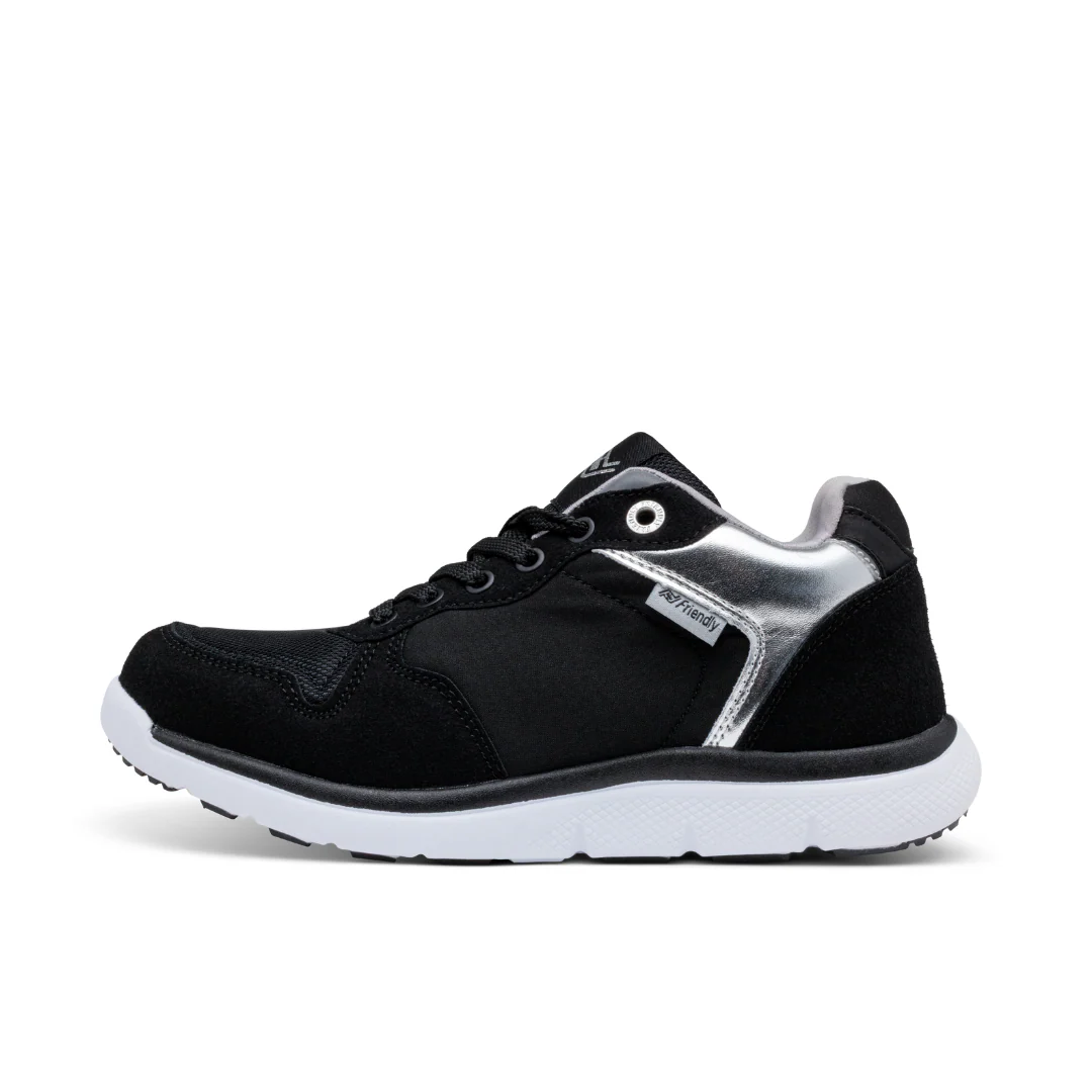 Friendly Shoes (Womens) - Excursion Mid Top Black Silver - Image 3