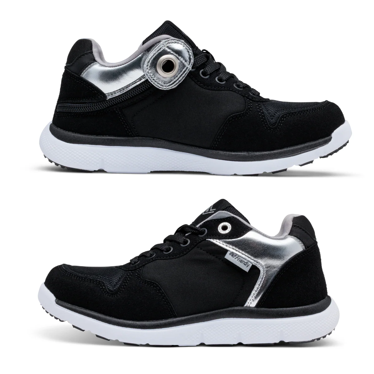 Friendly Shoes (Womens) - Excursion Mid Top Black Silver - Image 5