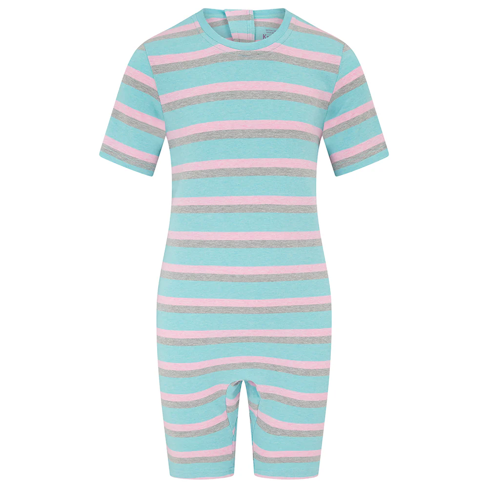 KayCey®Z Lite Secret Zip Back Jumpsuits (Kids) - Short Sleeve / Knee Length Stripes - Image 3