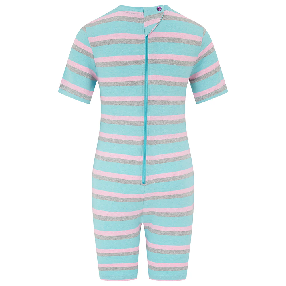 KayCey®Z Lite Secret Zip Back Jumpsuits (Kids) - Short Sleeve / Knee Length Stripes - Image 4