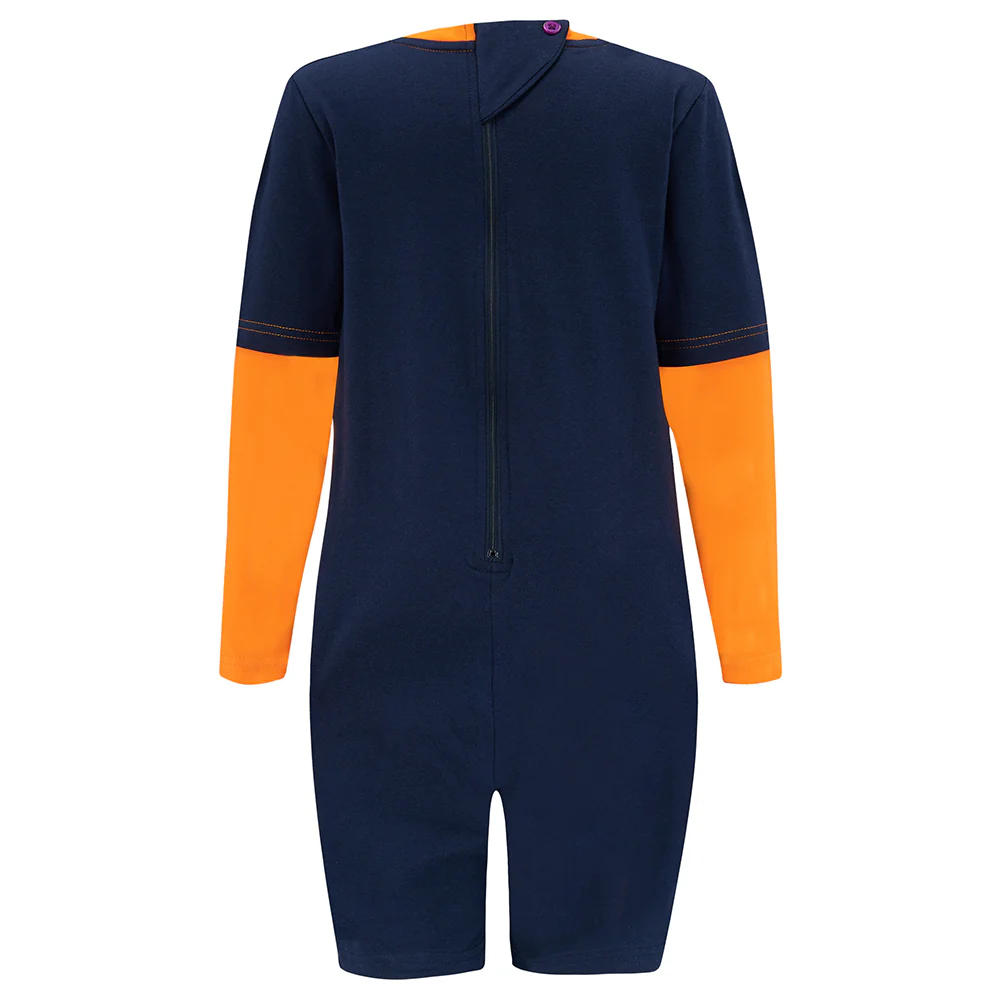 KayCey®Z Secret Zip Back Jumpsuits (Kids) - Long Sleeve / Knee Length Navy/Orange - CLEARANCE - Image 2